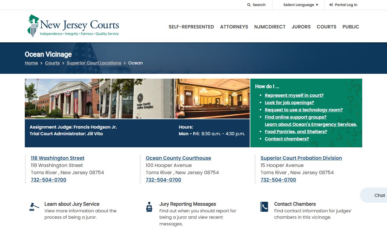 Ocean County court records after jail arrest Ocean Vicinage page